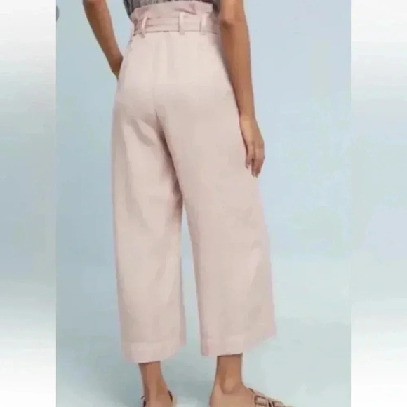 Anthropologie Blythe Wide Leg Pants Paper Bag Tie Waist Light Pink Bow 2 - Picture 2 of 15